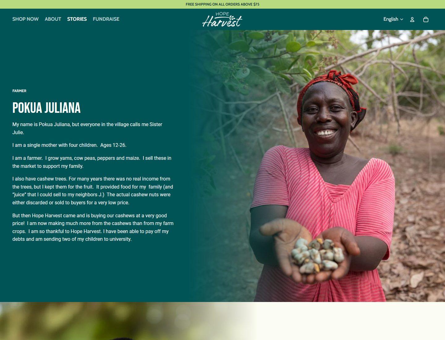 Hope Harvest farmer stories page