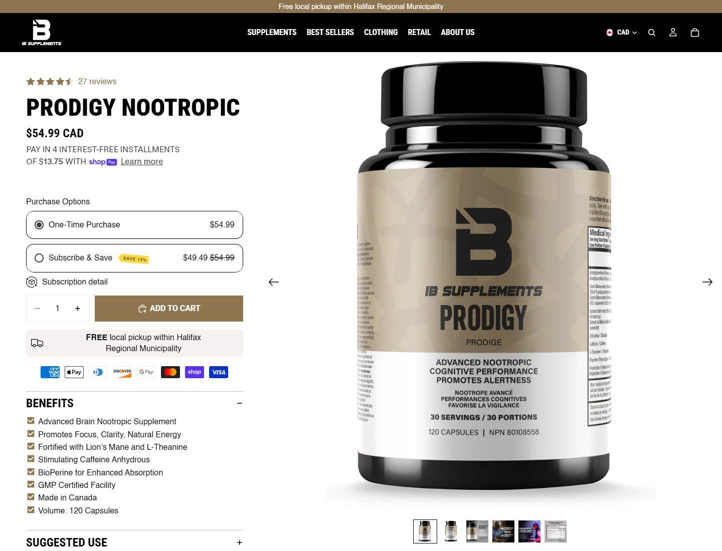 Iron Brothers Prodigy nootropic product page
