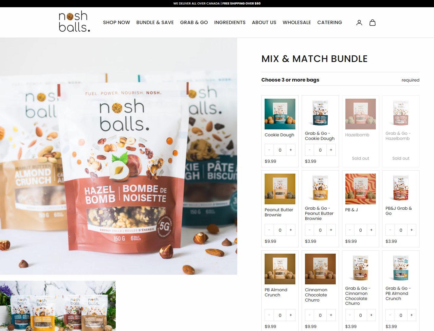 Nosh Balls mix and match bundle product page