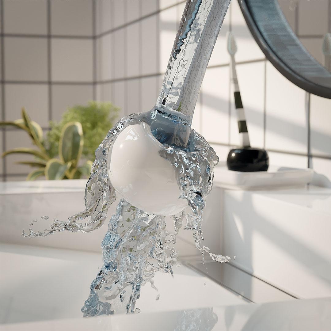 Elikai product detail shown with running water