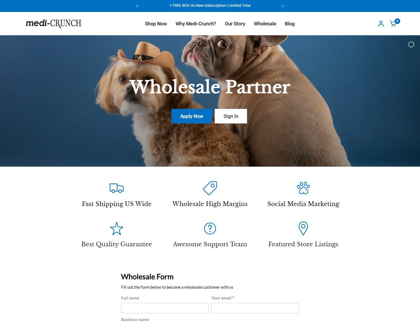 Medi-Crunch wholesale partner page