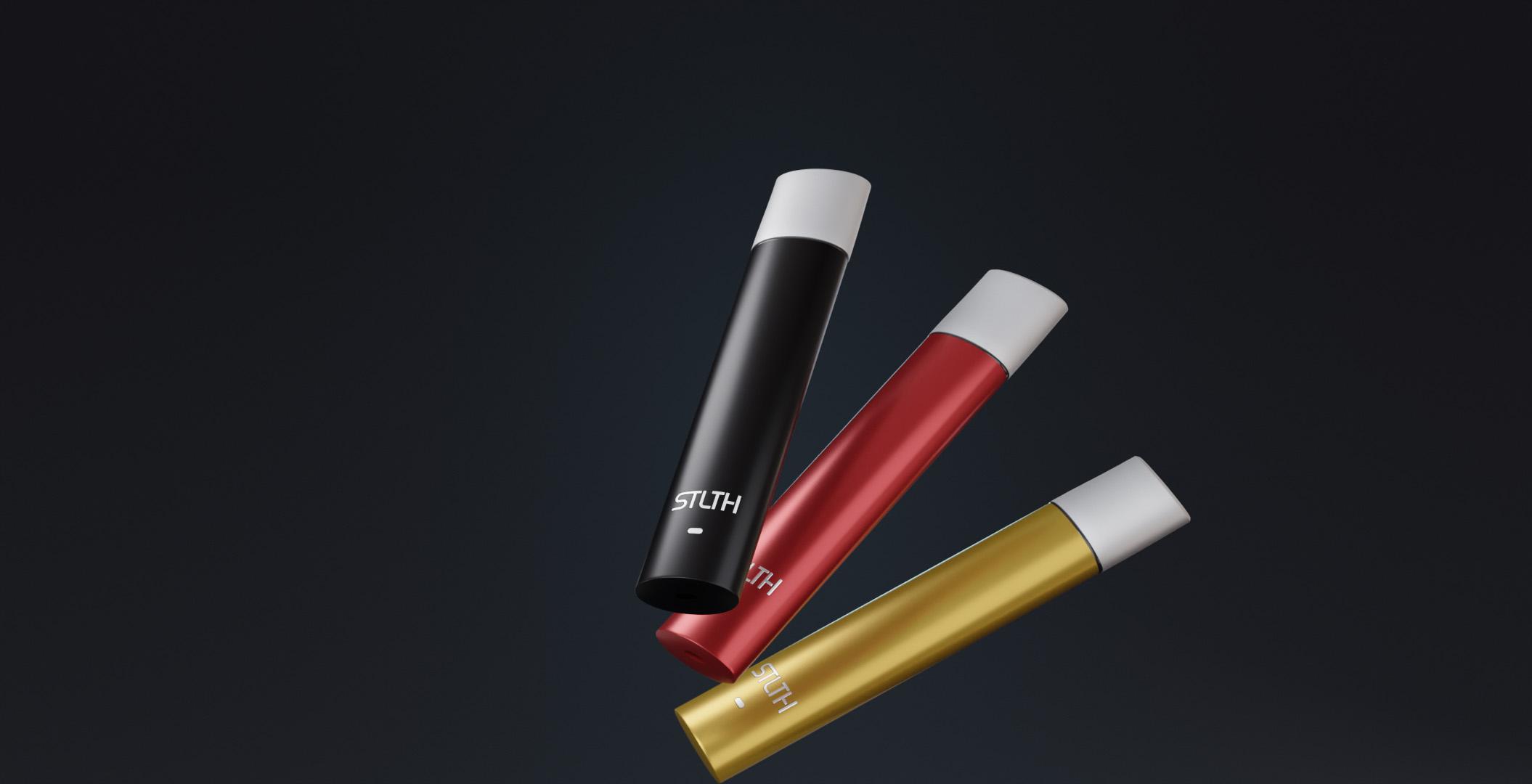 Stlth product devices on a dark studio background